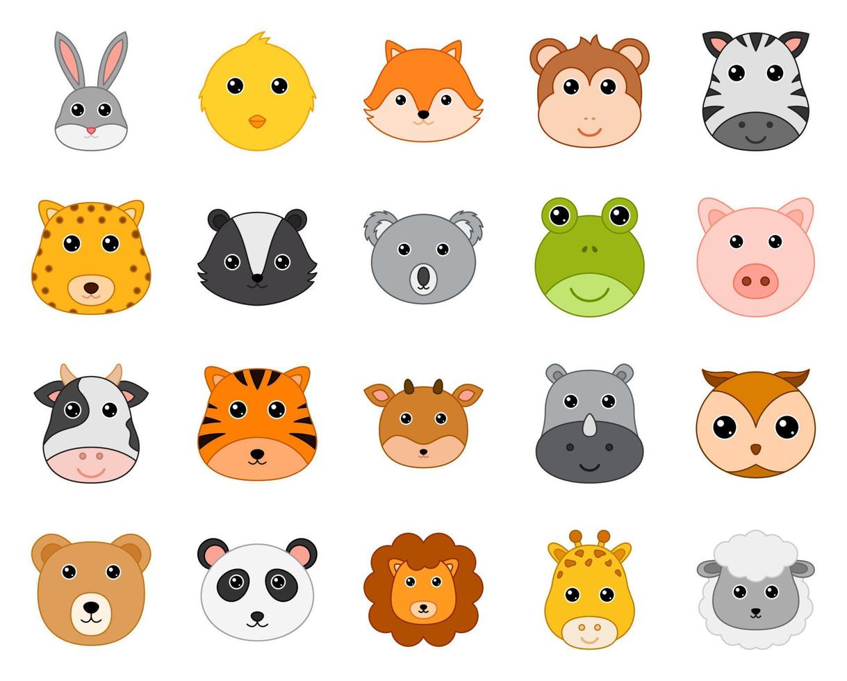 conjunto de lindos animales salvajes vector