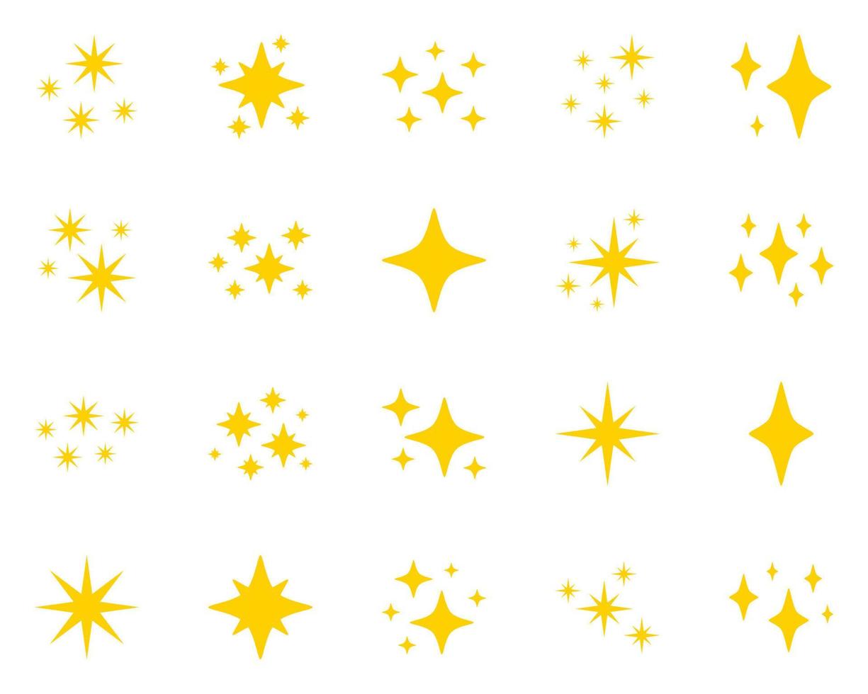 Set of stars sparkles, flat design vector