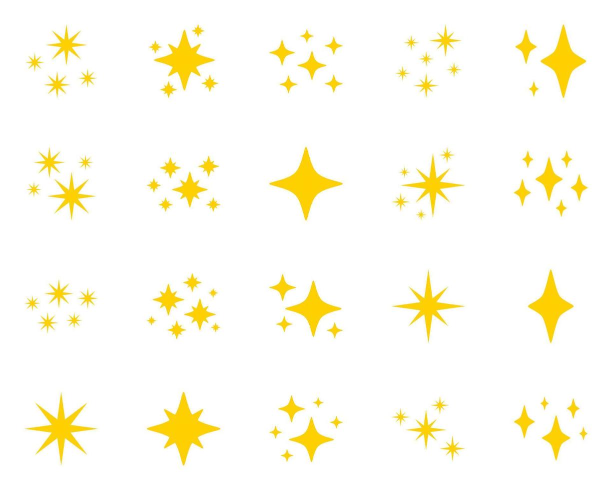 conjunto de estrellas brilla, diseño plano vector