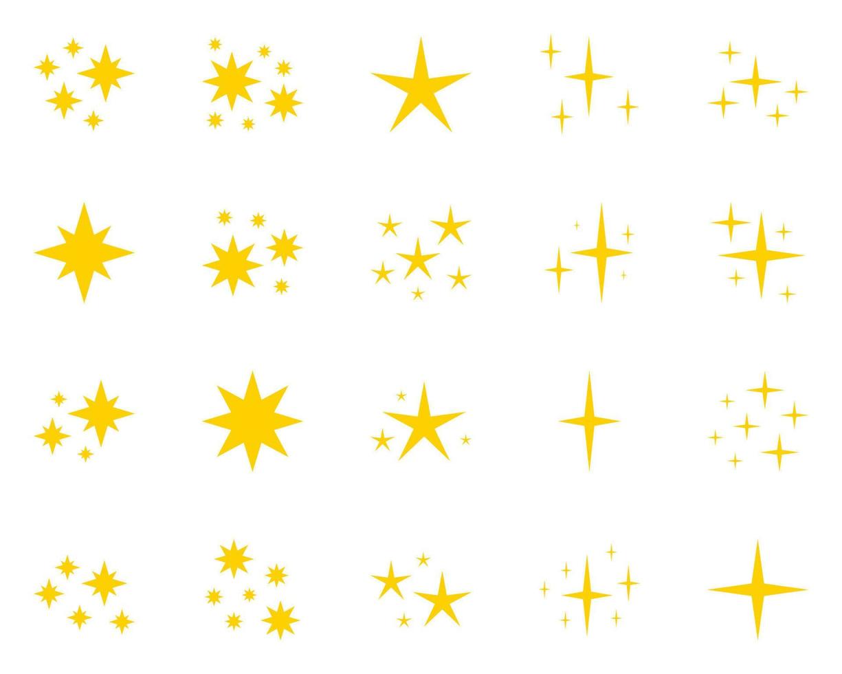 conjunto de estrellas brilla, diseño plano vector