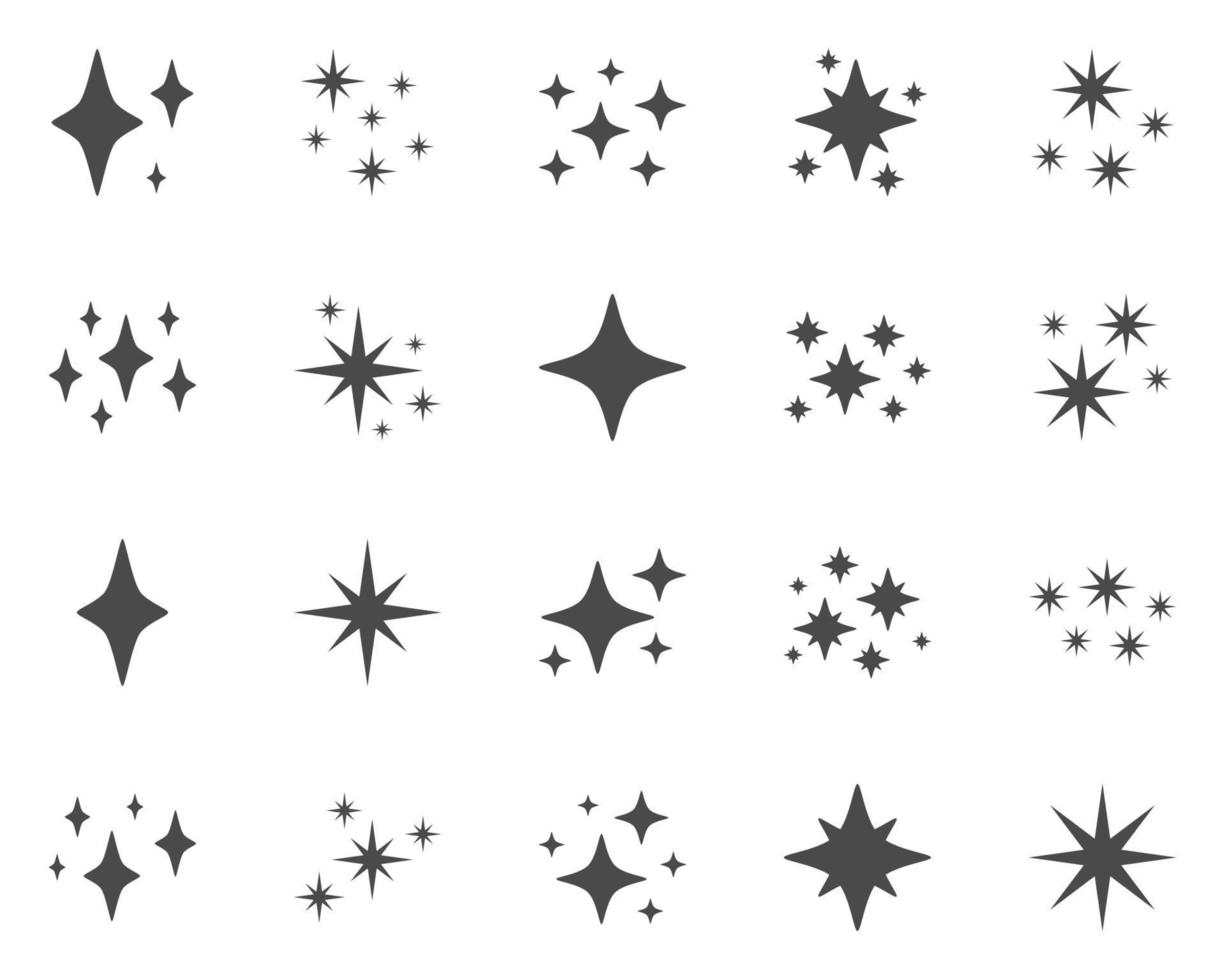 conjunto de estrellas brilla, diseño plano vector