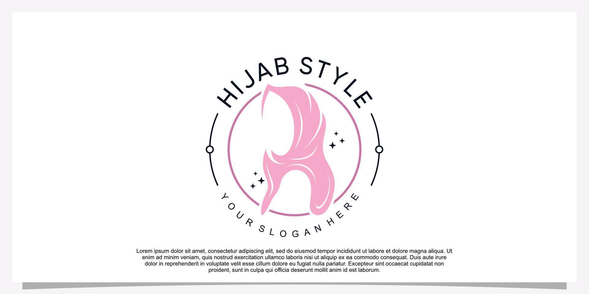 Hijab style logo design template with unique concept Premium Vector
