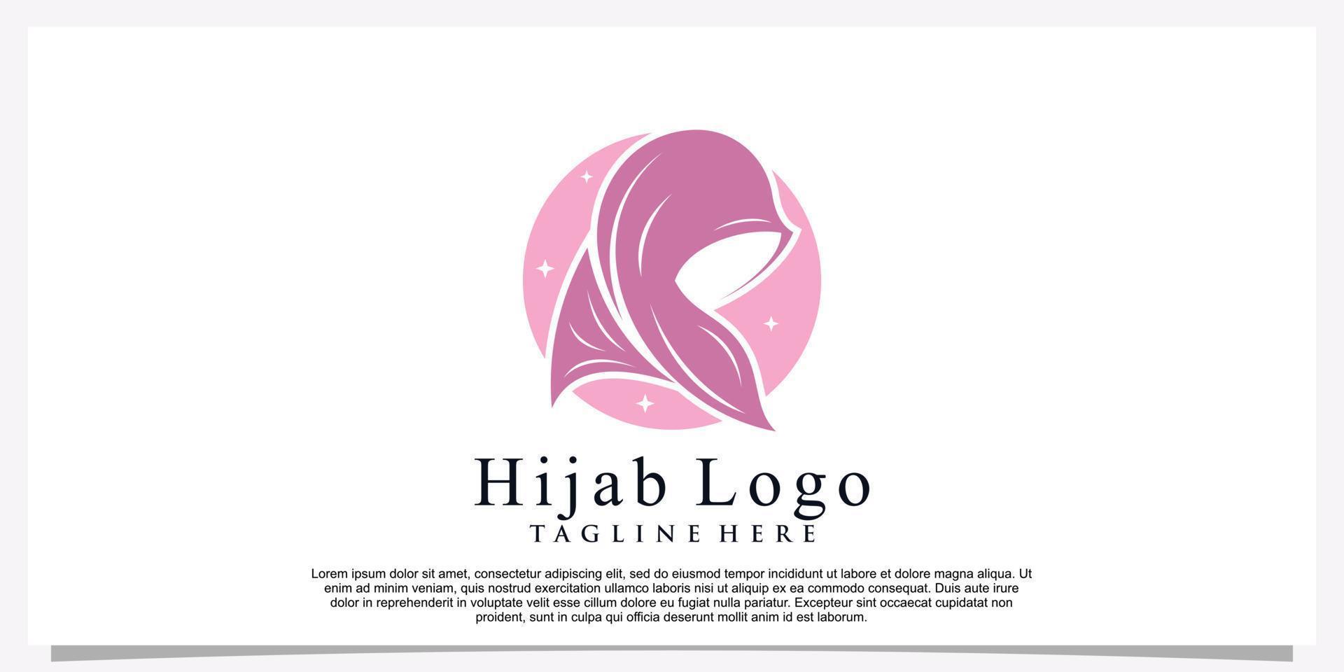 Hijab style logo design template with unique concept Premium Vector