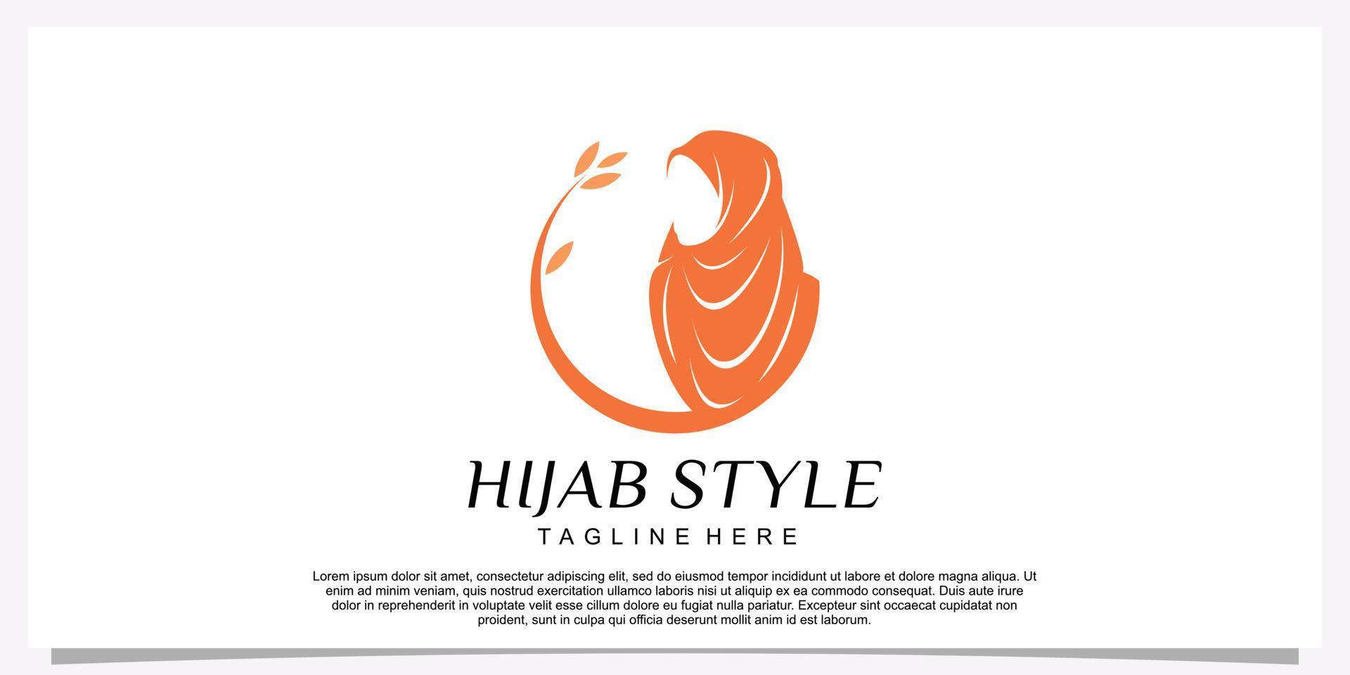 Hijab style logo design template with unique concept Premium Vector