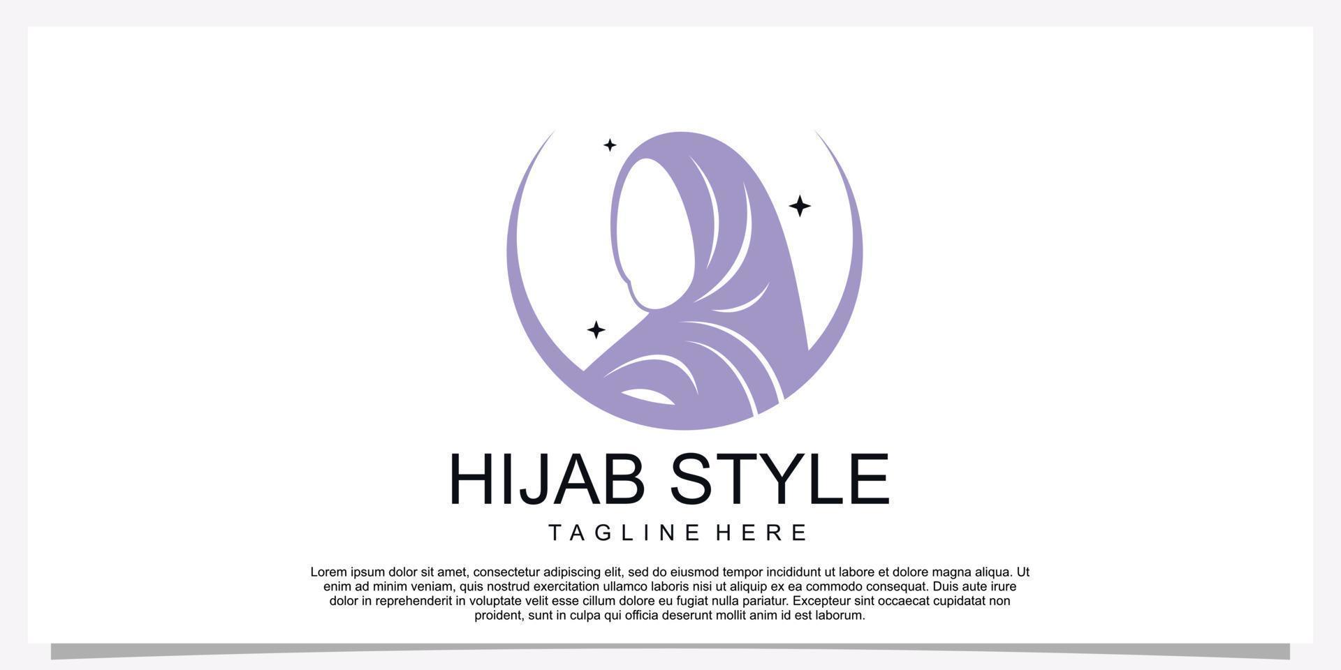 Hijab style logo design template with unique concept Premium Vector