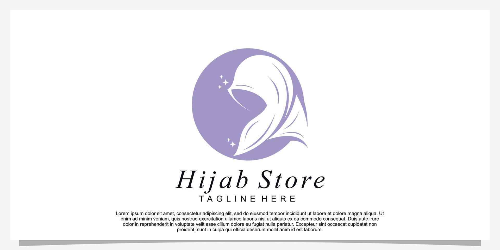 Hijab style logo design template with unique concept Premium Vector