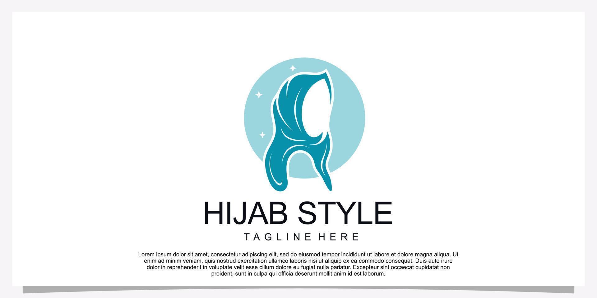 Hijab style logo design template with unique concept Premium Vector