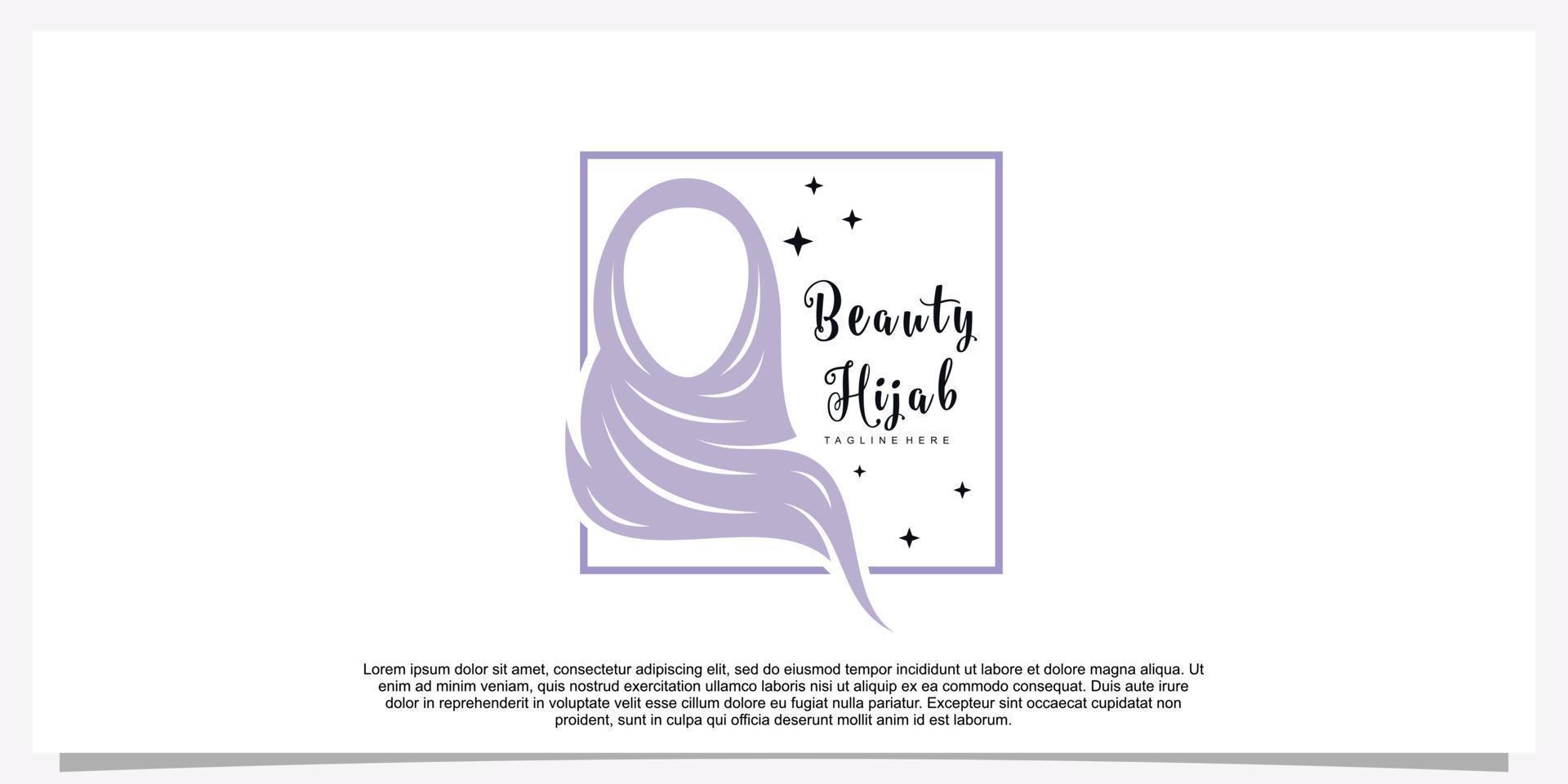 Hijab style logo design template with unique concept Premium Vector
