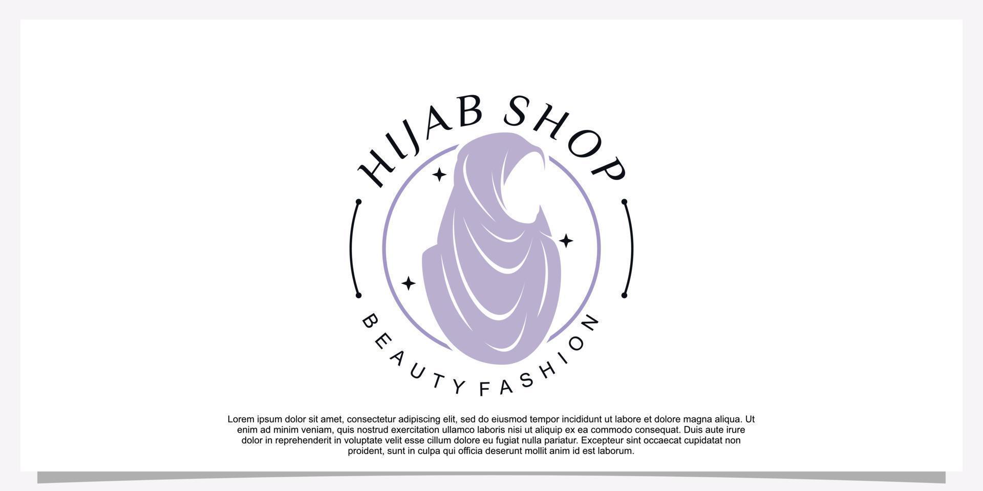 Hijab style logo design template with unique concept Premium Vector