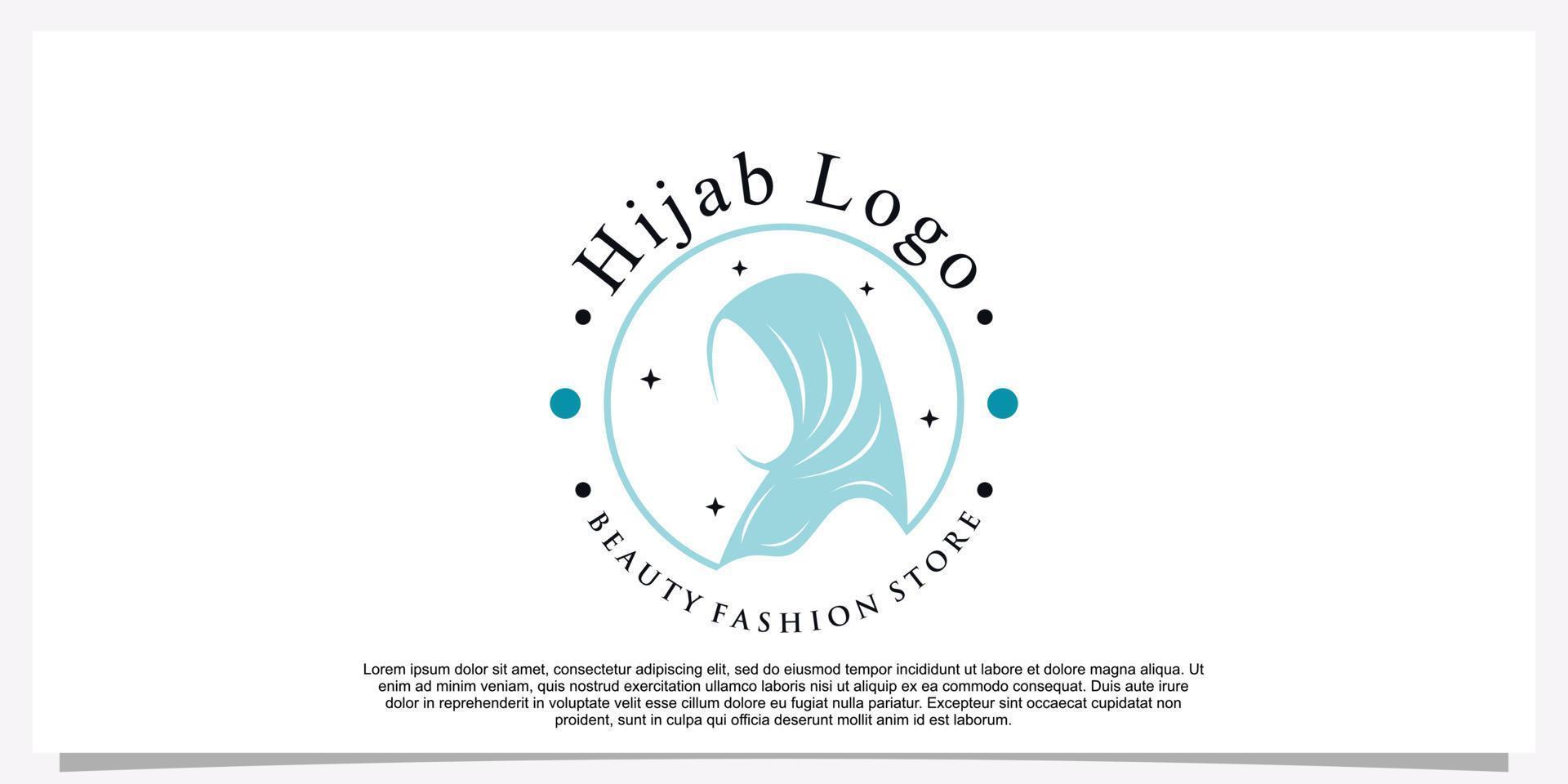 Hijab style logo design template with unique concept Premium Vector