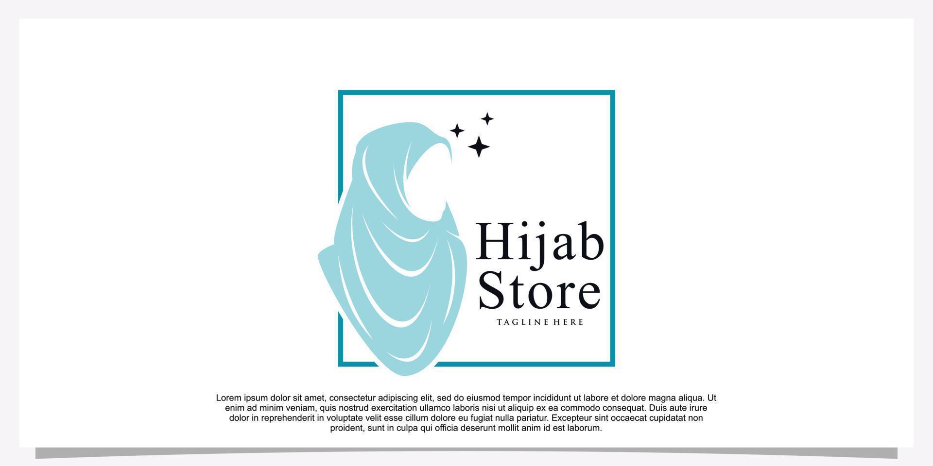 Hijab style logo design template with unique concept Premium Vector