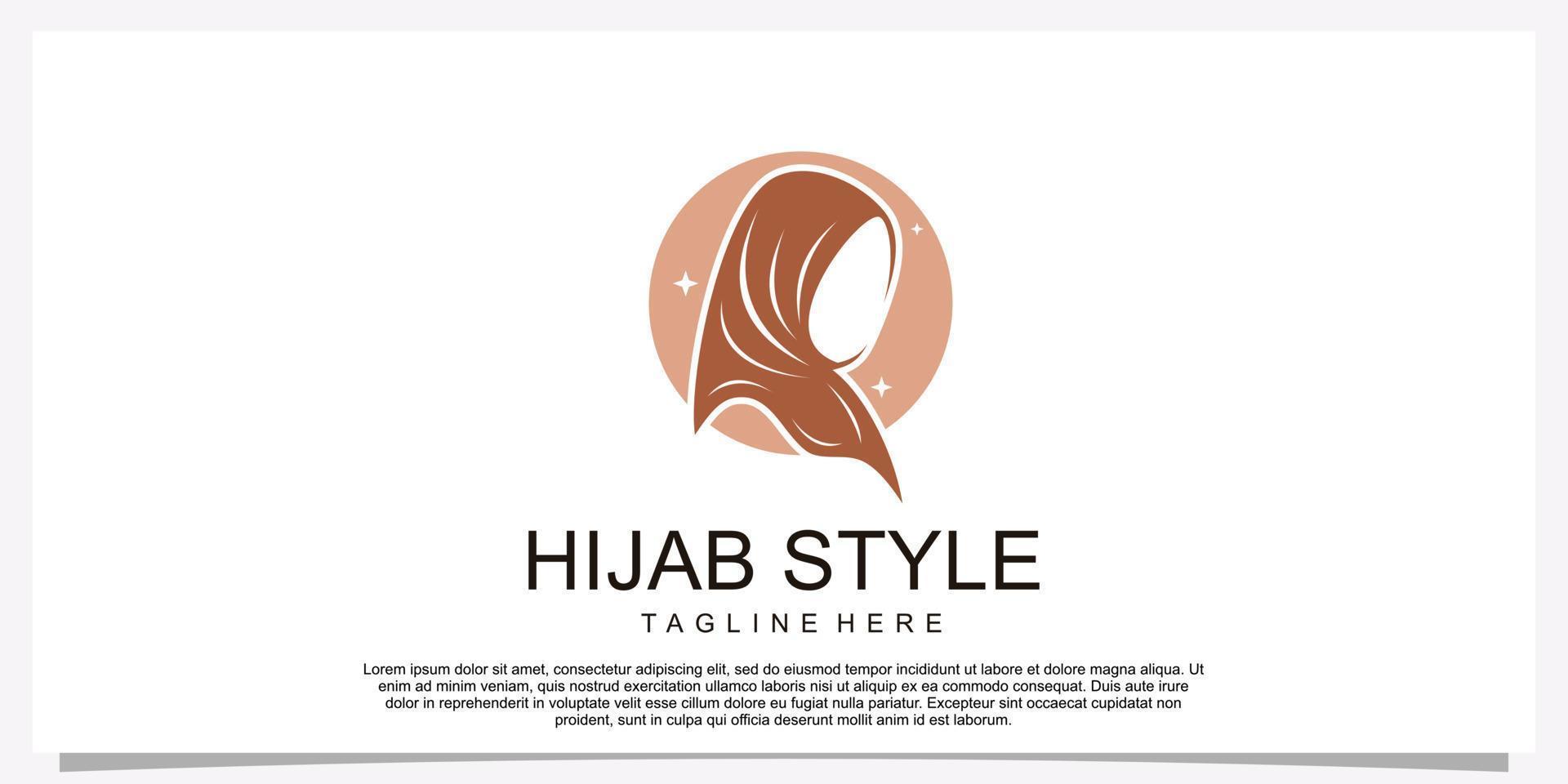 Hijab style logo design template with unique concept Premium Vector
