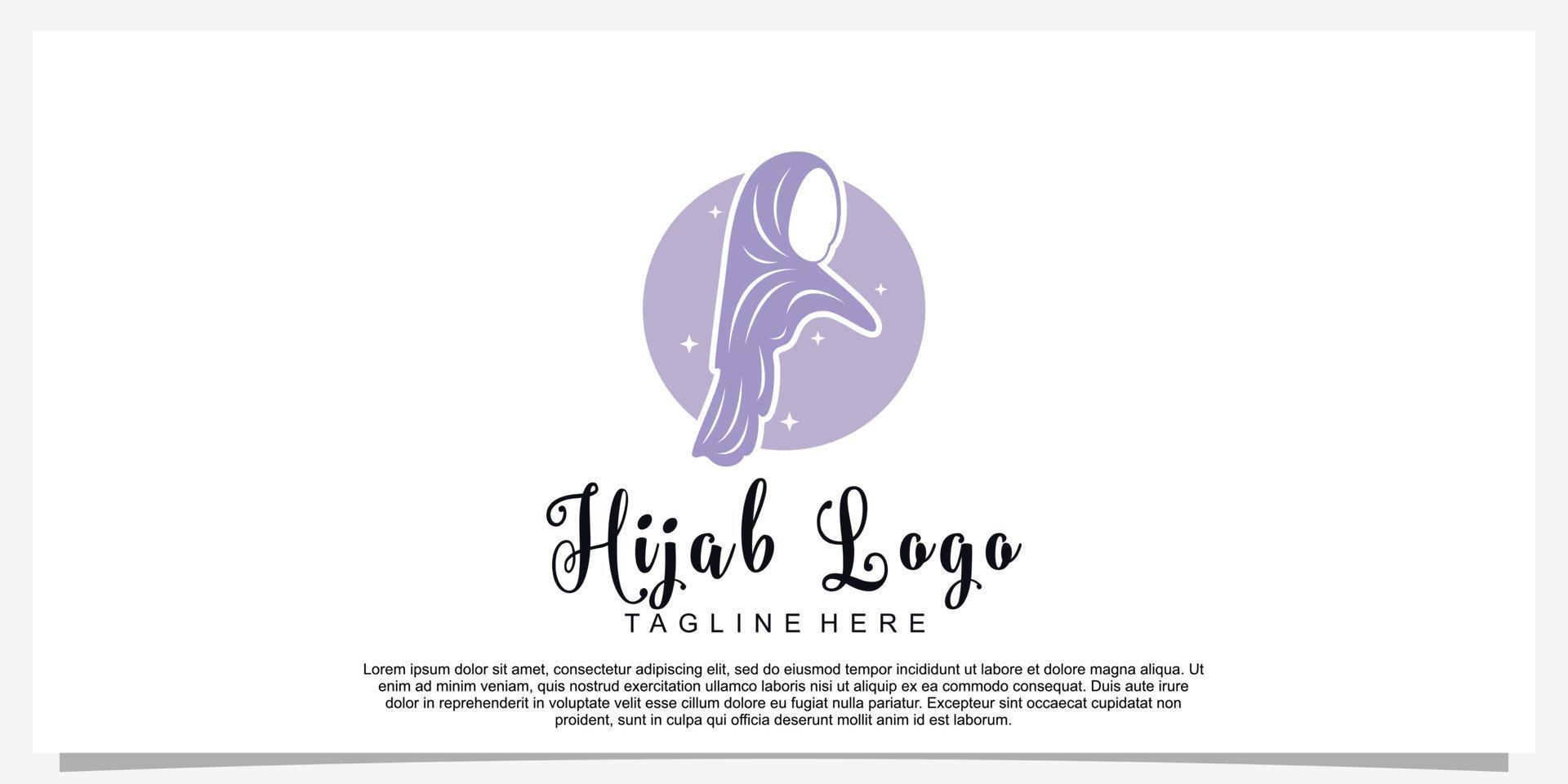 Hijab style logo design template with unique concept Premium Vector