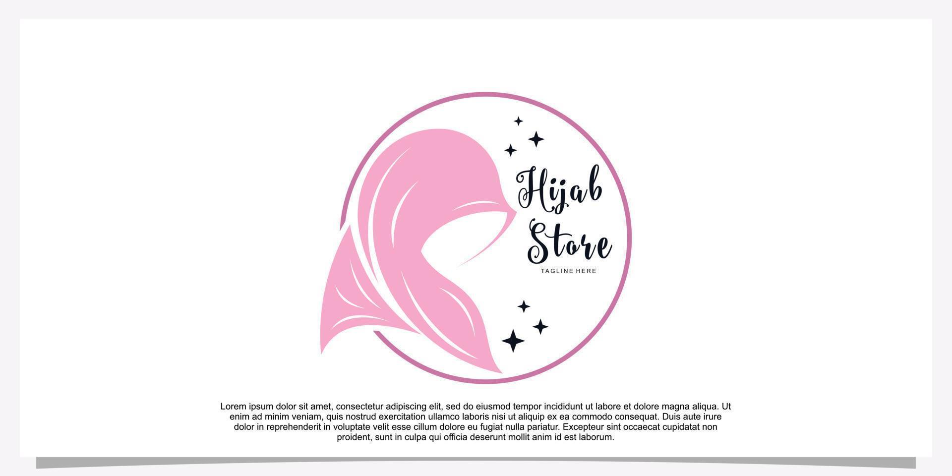 Hijab style logo design template with unique concept Premium Vector