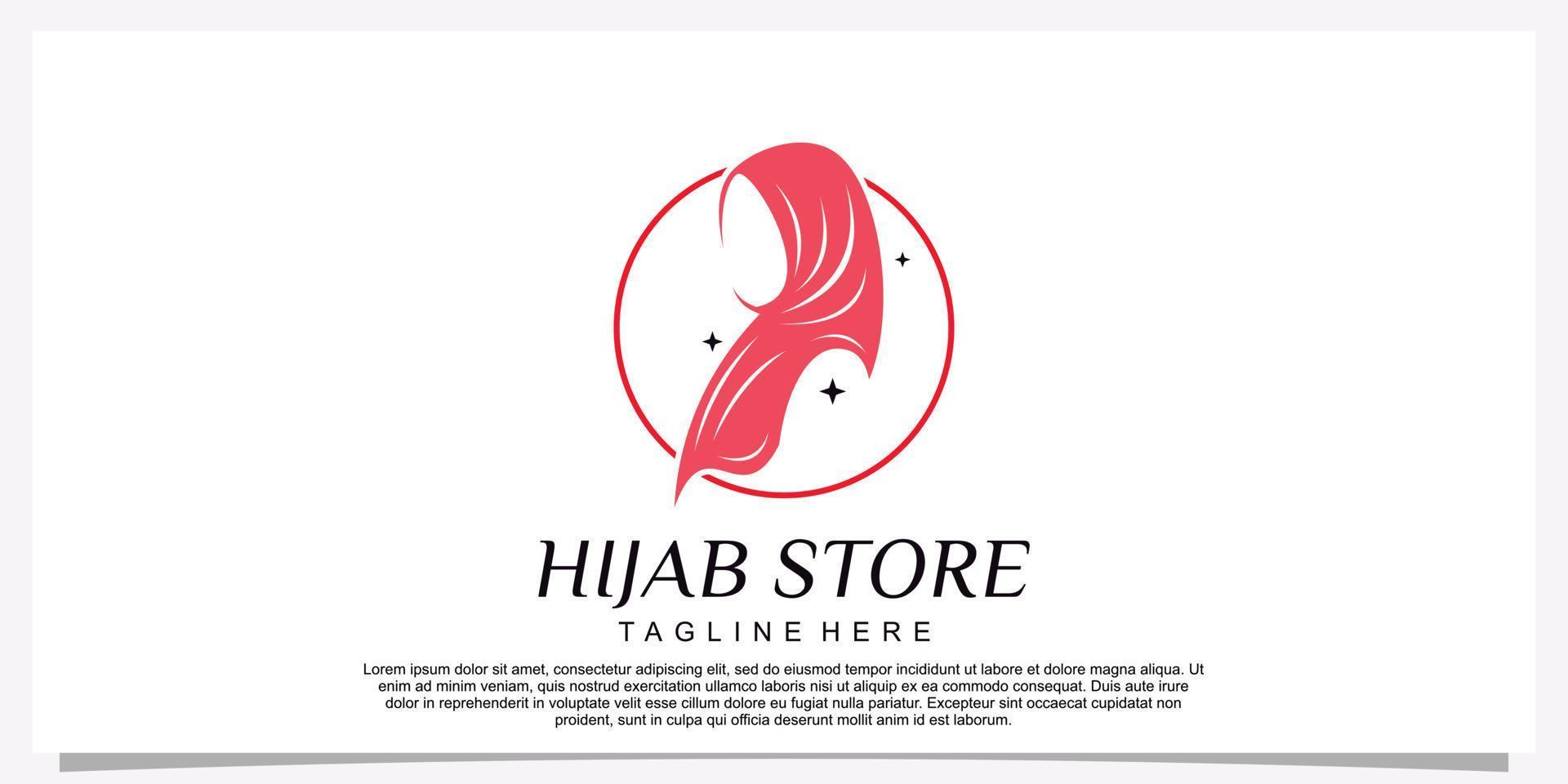 Hijab style logo design template with unique concept Premium Vector