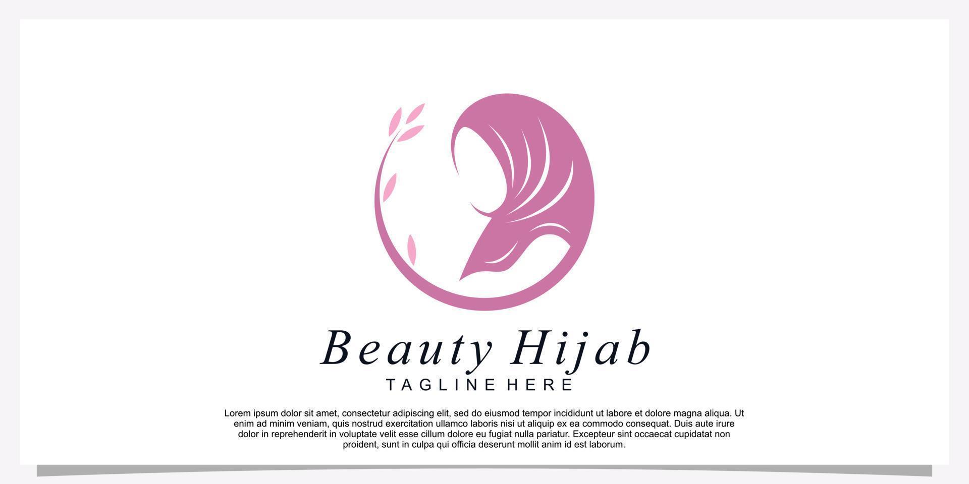 Hijab style logo design template with unique concept Premium Vector