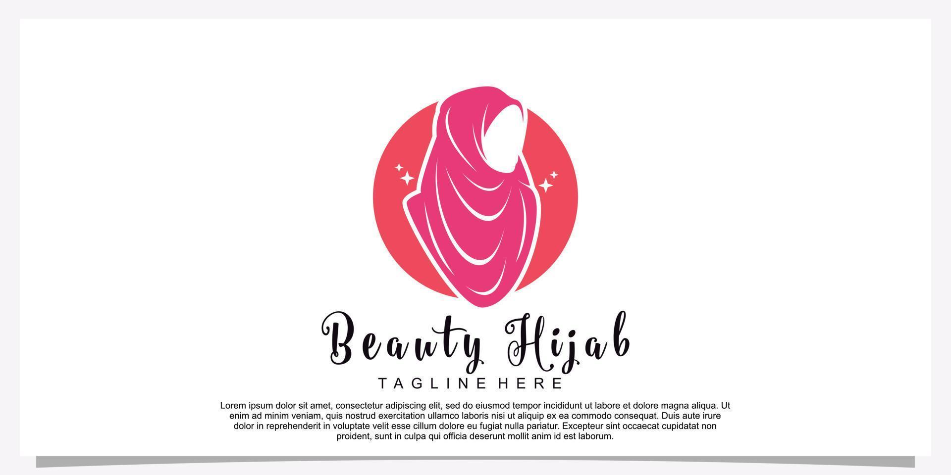Hijab style logo design template with unique concept Premium Vector