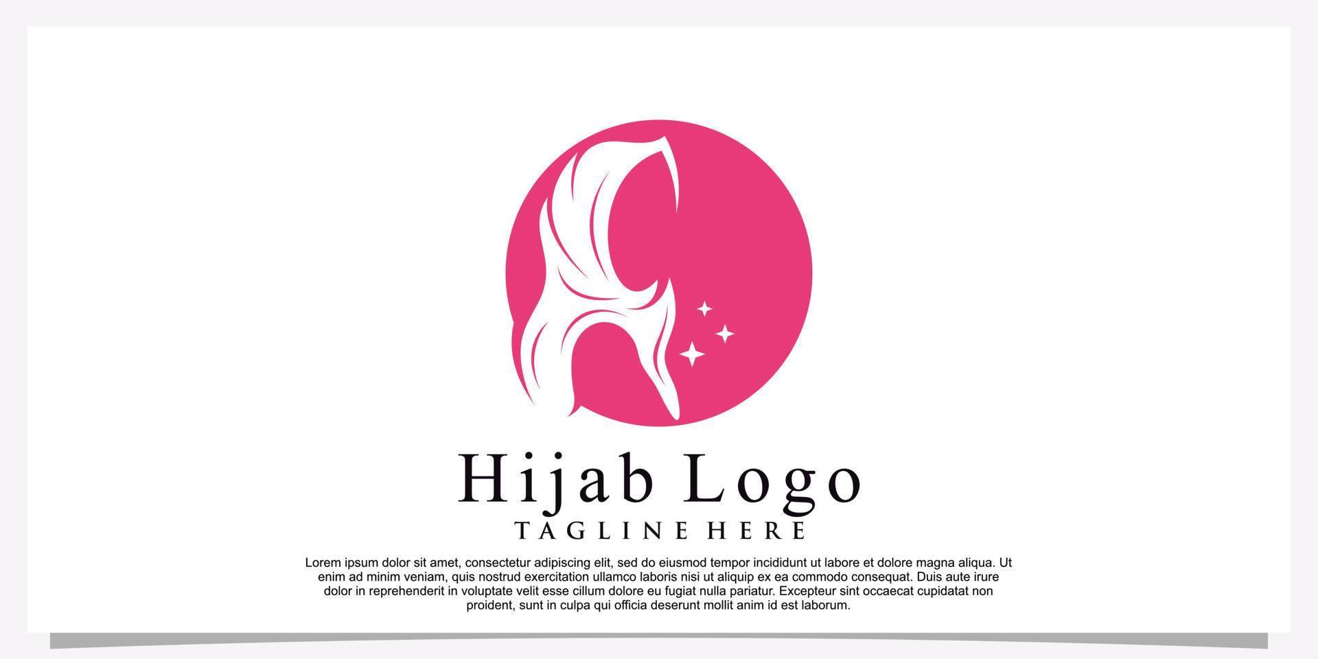 Hijab style logo design template with unique concept Premium Vector