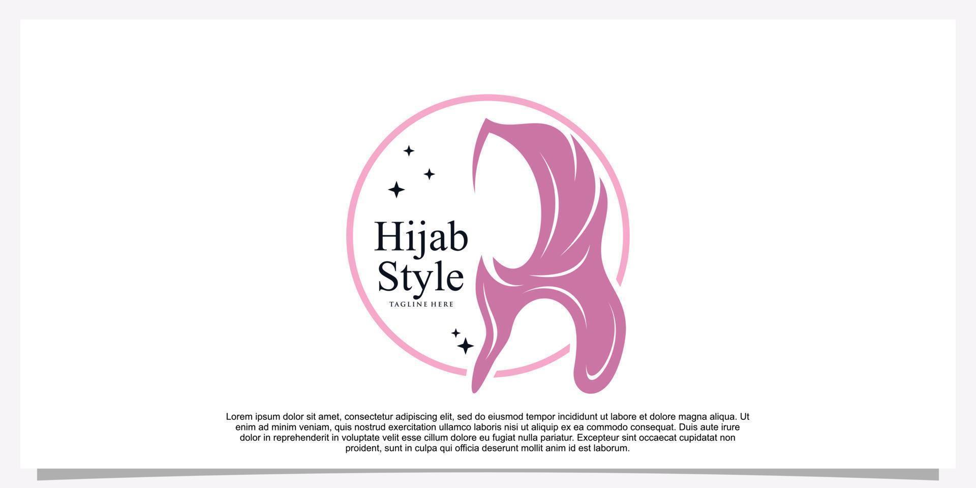 Hijab style logo design template with unique concept Premium Vector