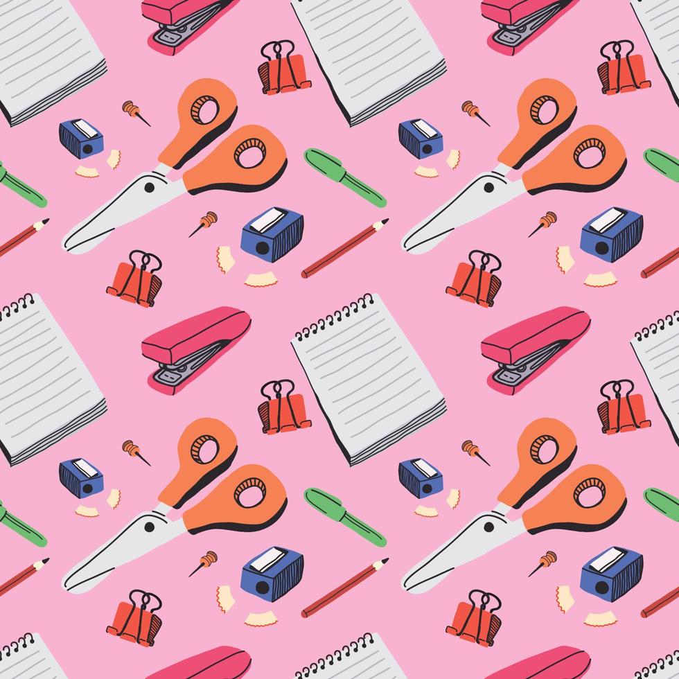 cute stationery elements seamless pattern design vector