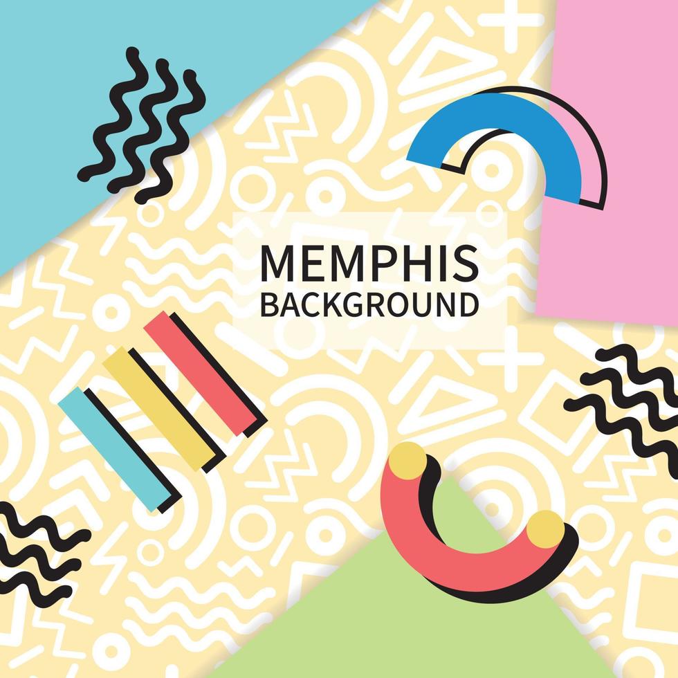 cute memphis art abstract background design vector