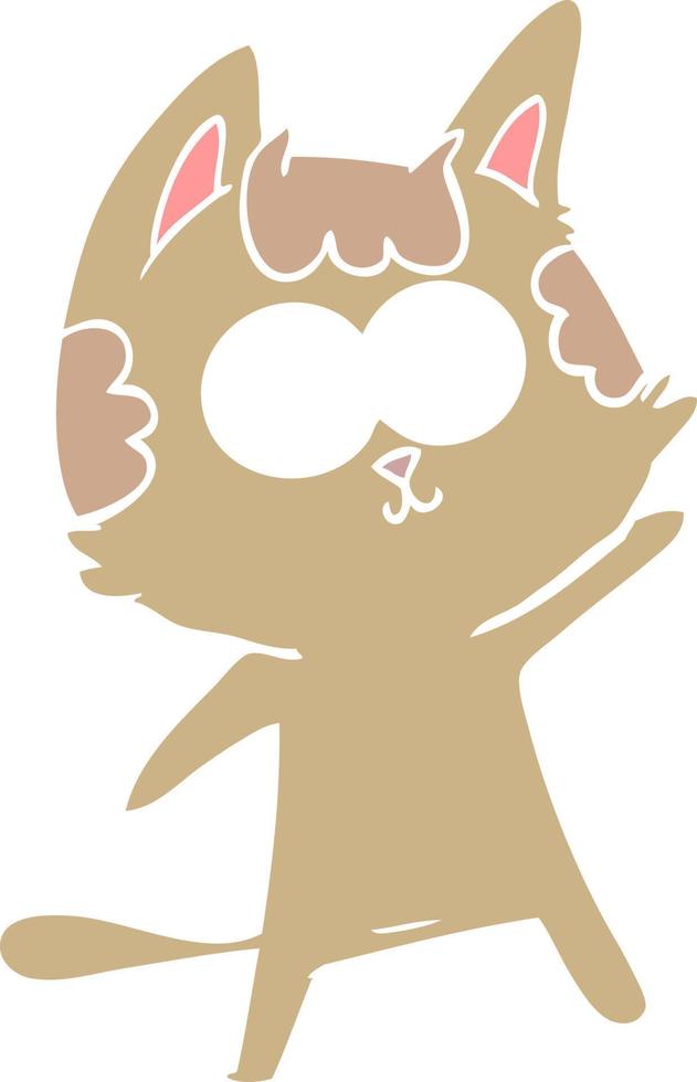 happy flat color style cartoon cat vector