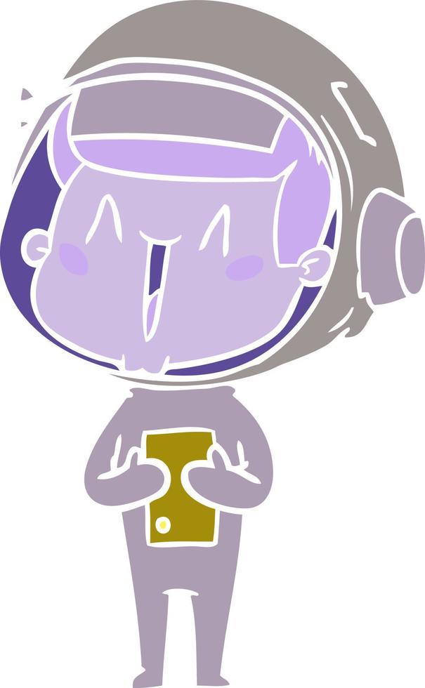 happy flat color style cartoon astronaut vector