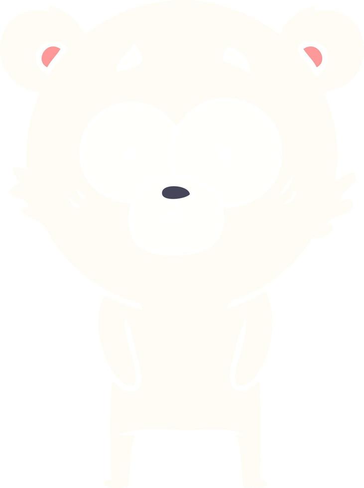 surprised polar bear flat color style cartoon vector