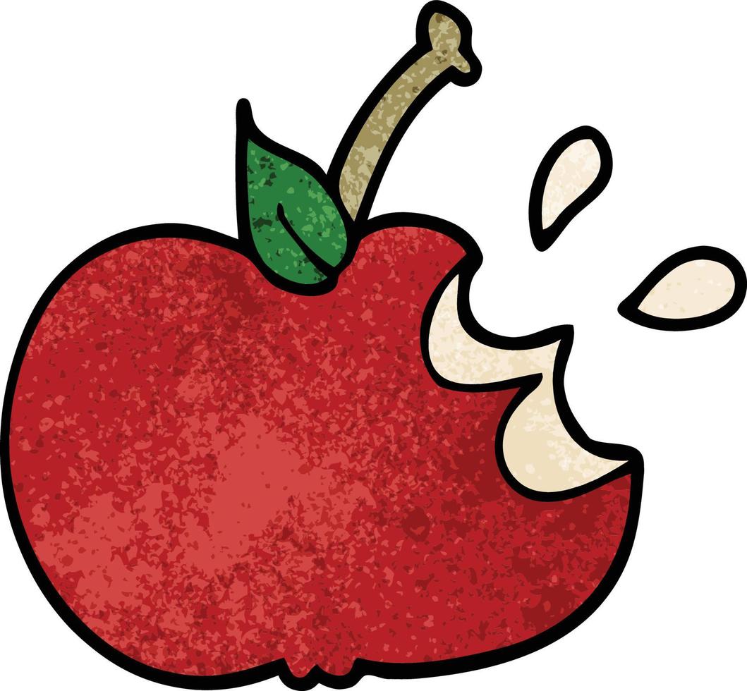 cartoon doodle juicy bitten apple vector