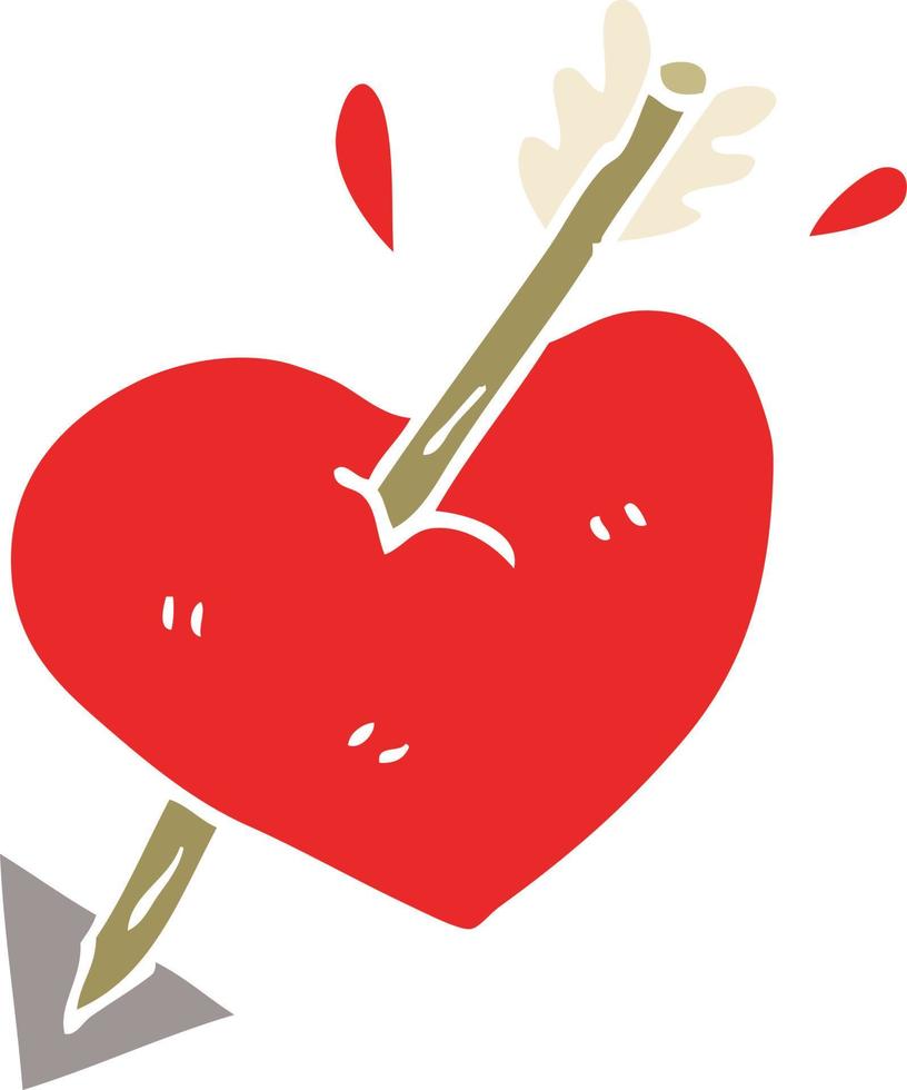 cartoon doodle heart shot through with arrow vector