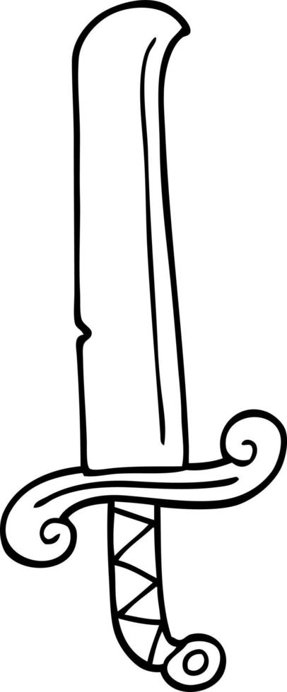 line drawing cartoon ancient sword vector