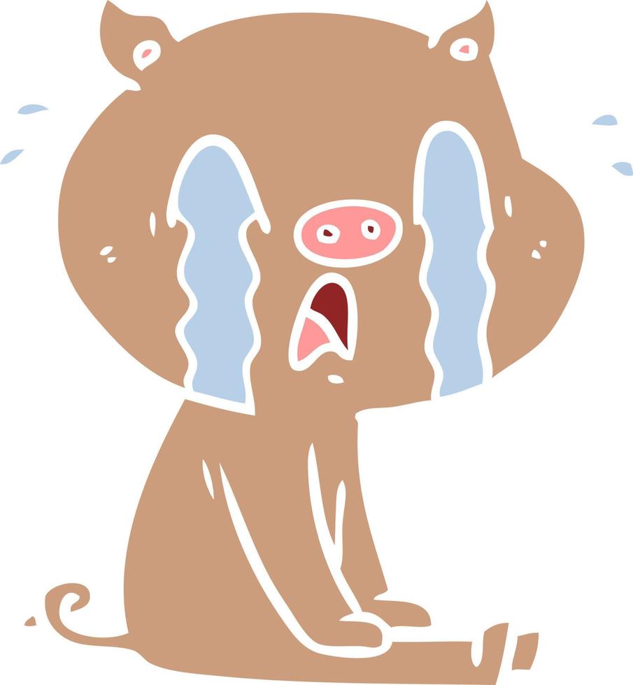 crying pig flat color style cartoon vector