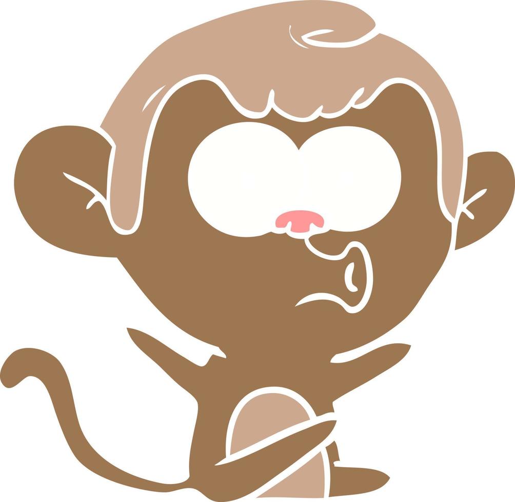 flat color style cartoon hooting monkey vector