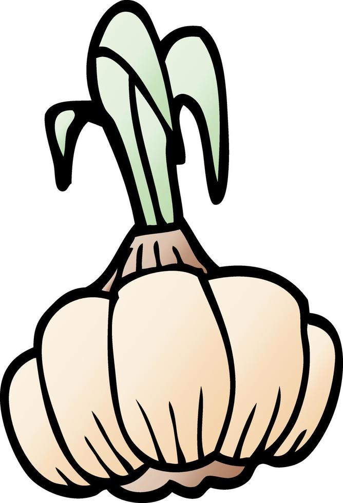 cartoon doodle sprouting garlic vector