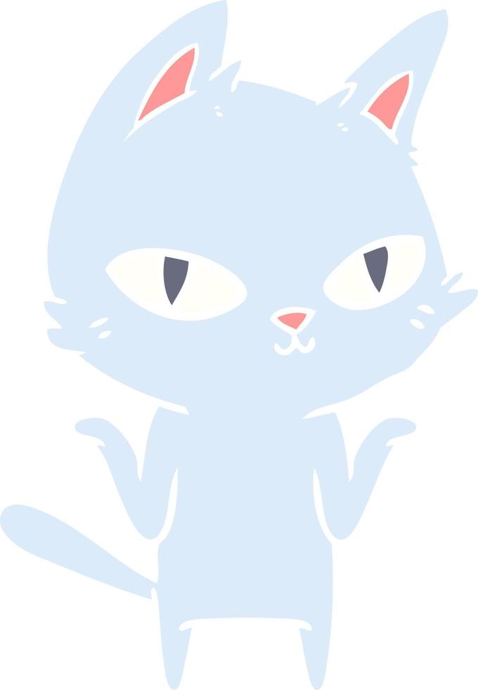 flat color style cartoon cat staring vector