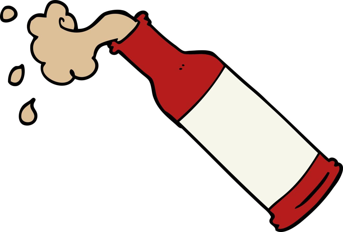 cartoon doodle foaming beer bottle vector