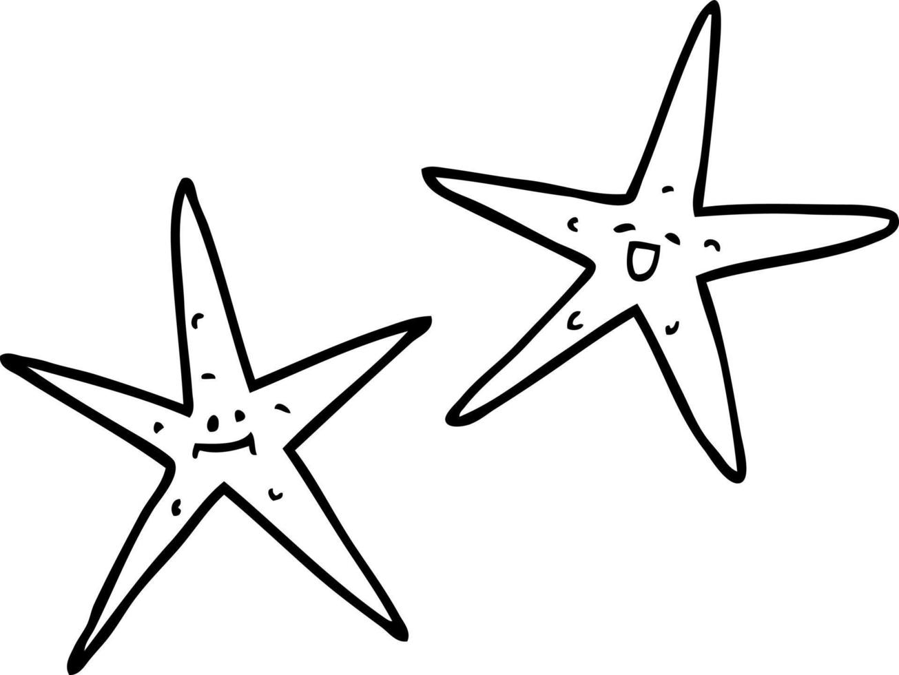 line drawing cartoon star fish vector