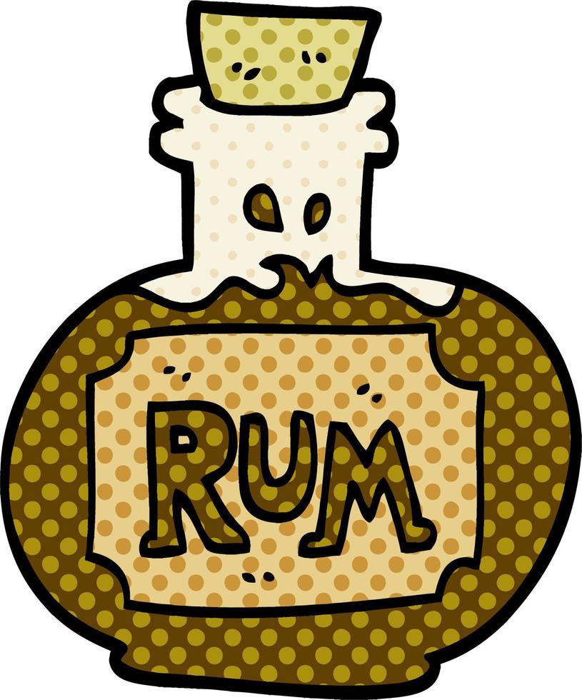 cartoon doodle old bottle of rum vector