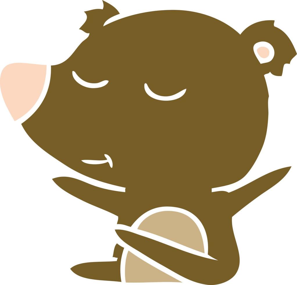 happy flat color style cartoon bear vector