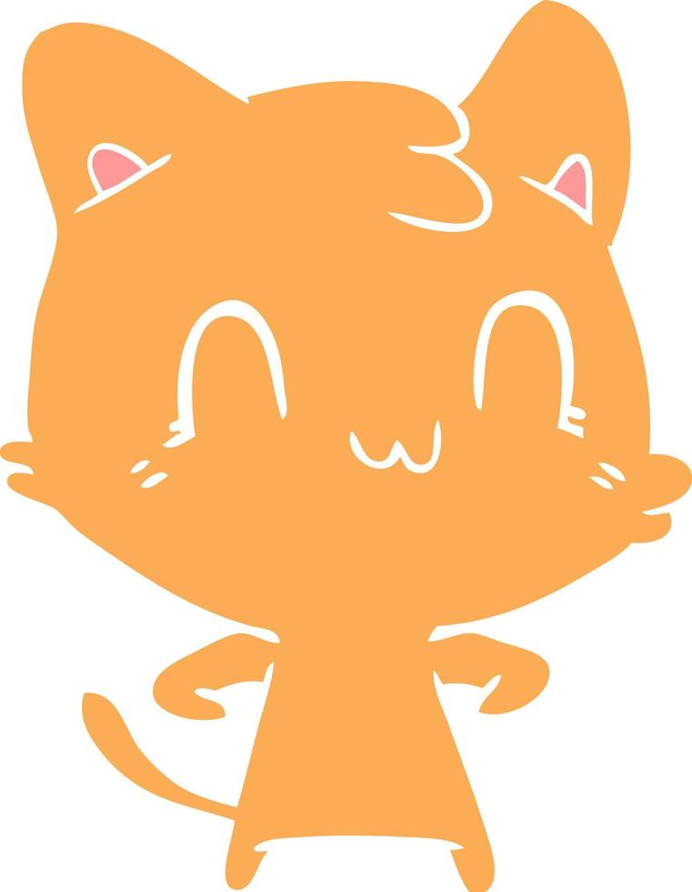 flat color style cartoon happy cat vector