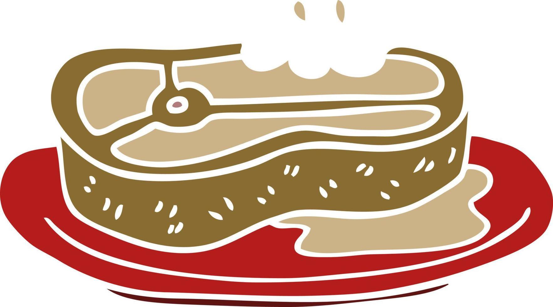 cartoon doodle well cooked meat vector