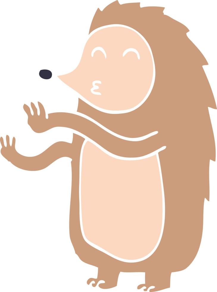 cartoon doodle happy hedgehog vector