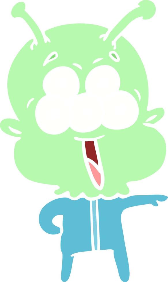 happy flat color style cartoon alien vector