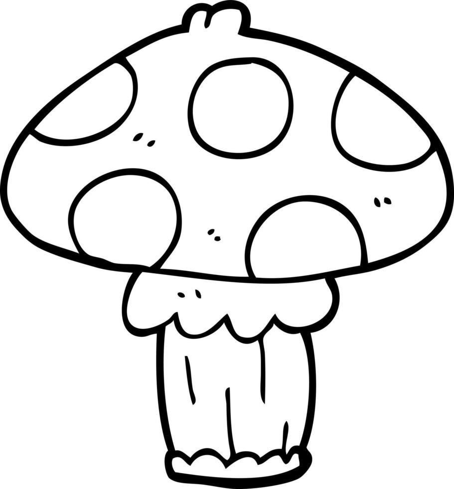 line drawing cartoon mushroom vector