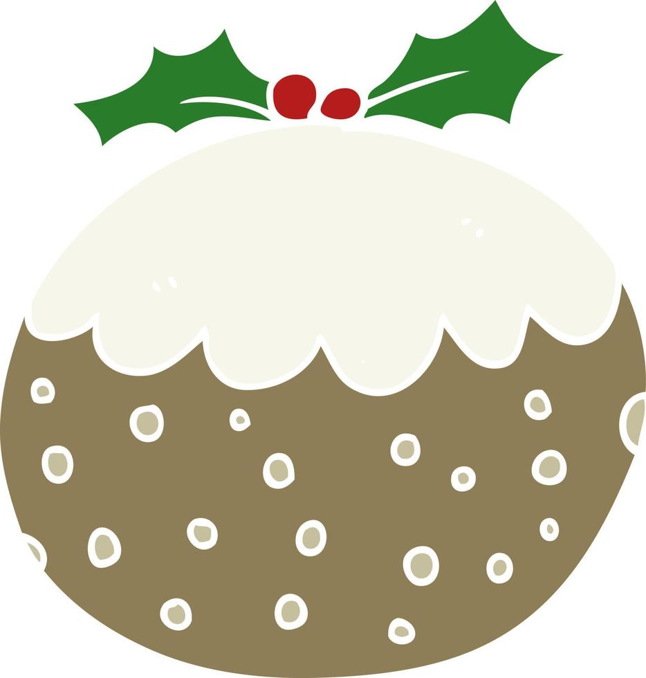 flat color style cartoon christmas pudding vector