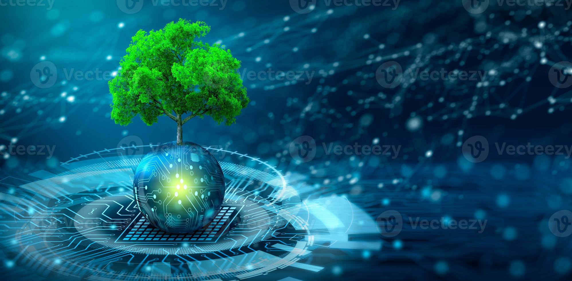 Green Computing, Green Technology, Green IT, csr, and IT ethics Concept. photo