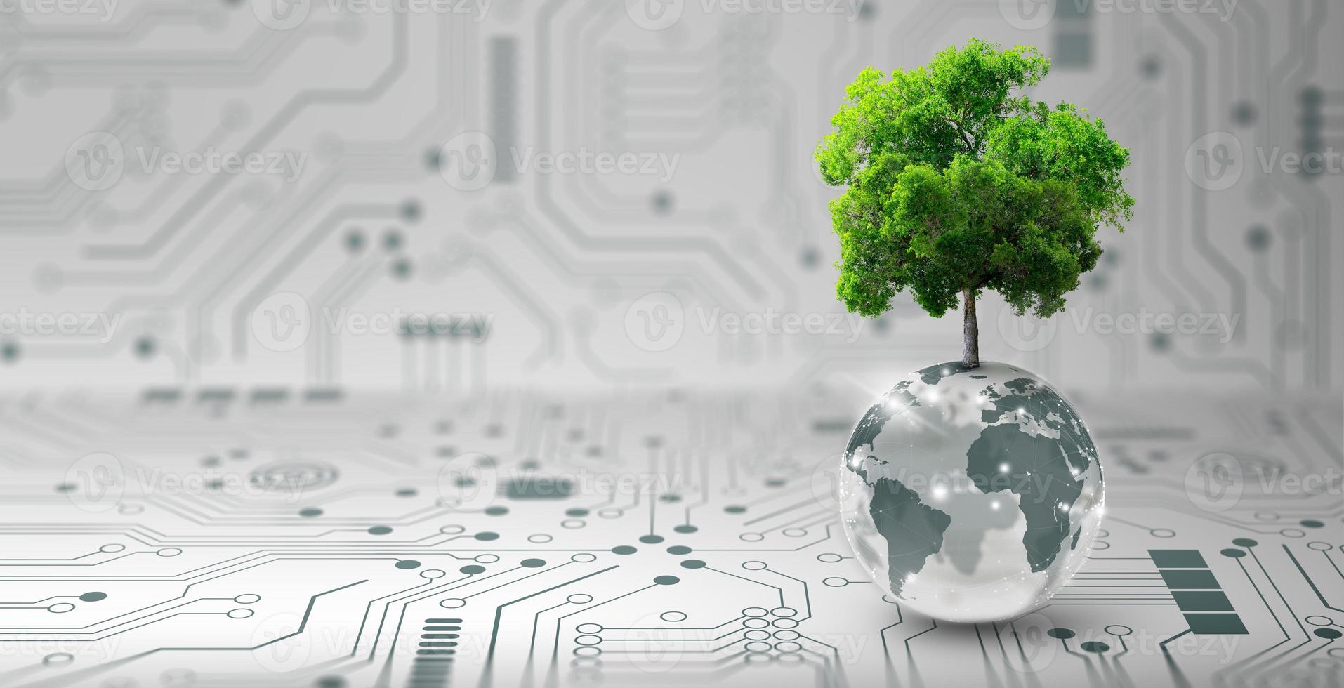 Green Computing, Green Technology, Green IT, csr, and IT ethics Concept. photo