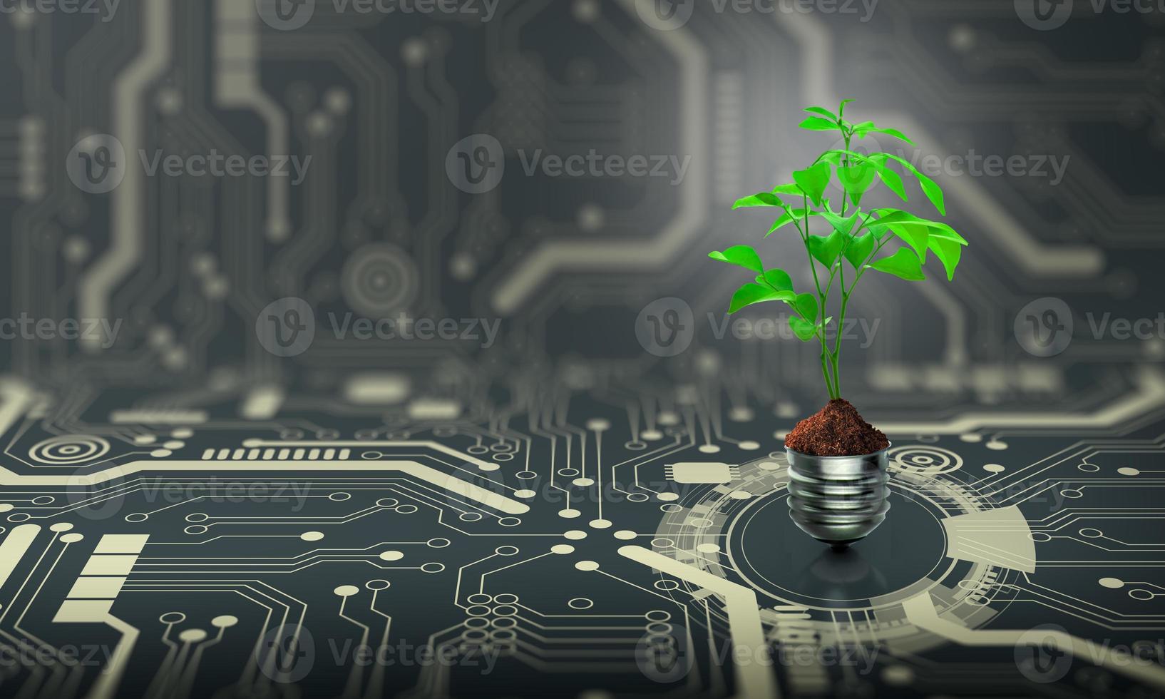 Green Computing, Green Technology, Green IT, csr, and IT ethics Concept. photo
