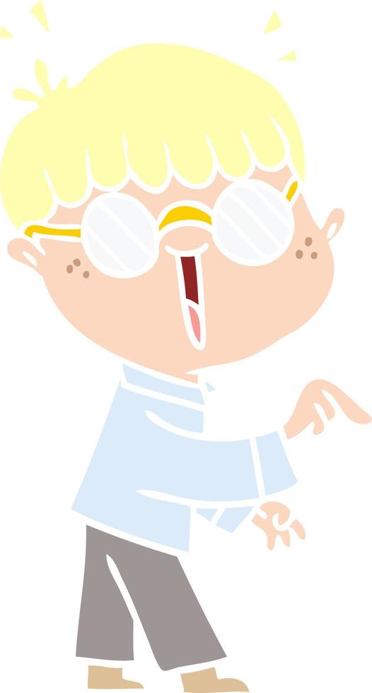 niño de dibujos animados de estilo de color plano con gafas vector