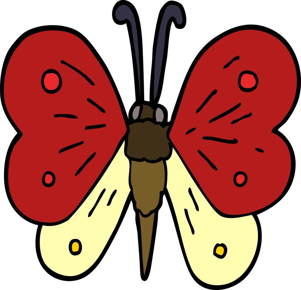 caricatura, garabato, mariposa vector